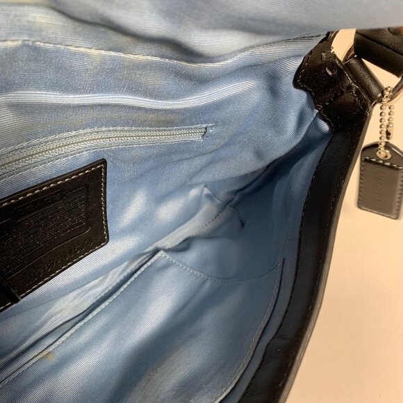 VTG Coach Signature Logo Black Canvas & Leather Shoulder Hand Bag 11574 + Tag - Picture 12 of 16